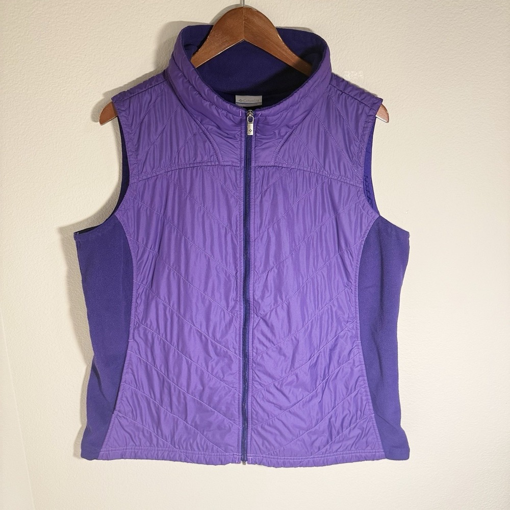 Columbia Womens 1X Purple Quilted Fleece Hybrid Full Zip Vest Outdoor Layer